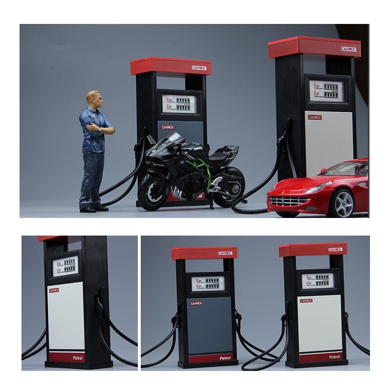 1:18 Scale Simulation Fuel Dispenser Gas Station Model Alloy Car Static Display Sand Table Scene Decoration Toy For Boys