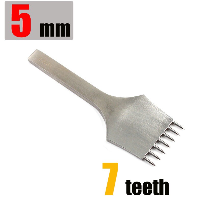 umierać-stali nierdzewnej skórzany punktak pneumatyczny okrągły otwór rękodzieło skóra dłuta kłucia żelaza szwy narzędzia robić skóry 3/4/5mm rozstaw: 5mm 7 teeth