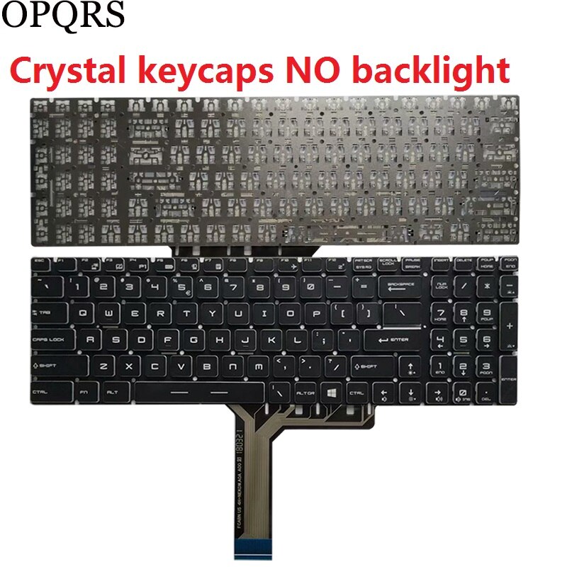 US laptop keyboard For MSI GF75 Thin 8RC 9RD 9RD 9SC 9SE S1N-3EUS215-SA V143422AK1 V143422AS1: No backlight crystal