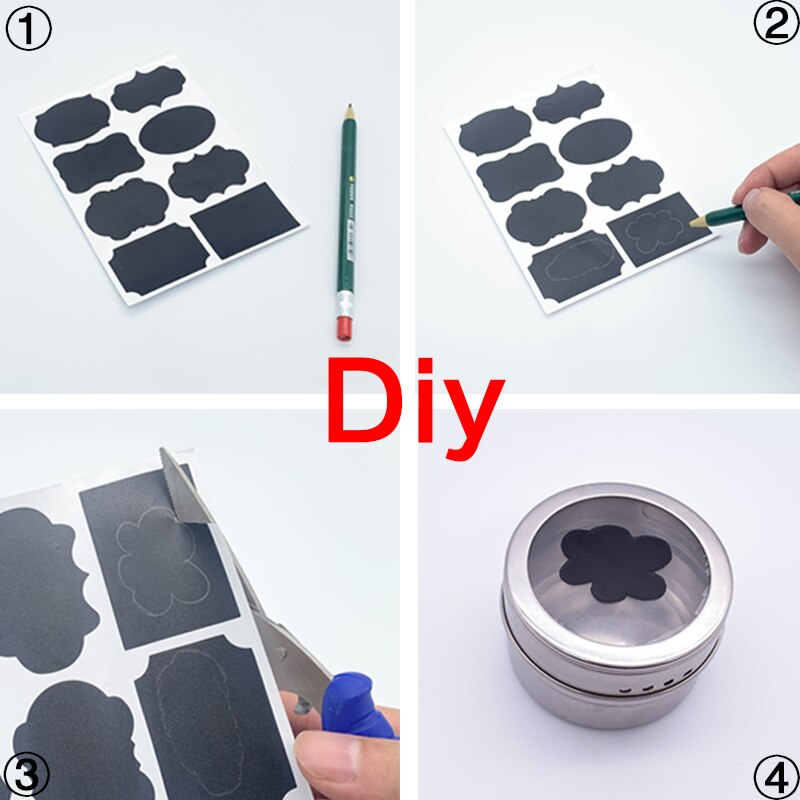 Magnetic Spice Jar Set With Stickers Stainless Steel Spice Storage Tins Container Pepper Seasoning Sprays Tools seasoning bottle