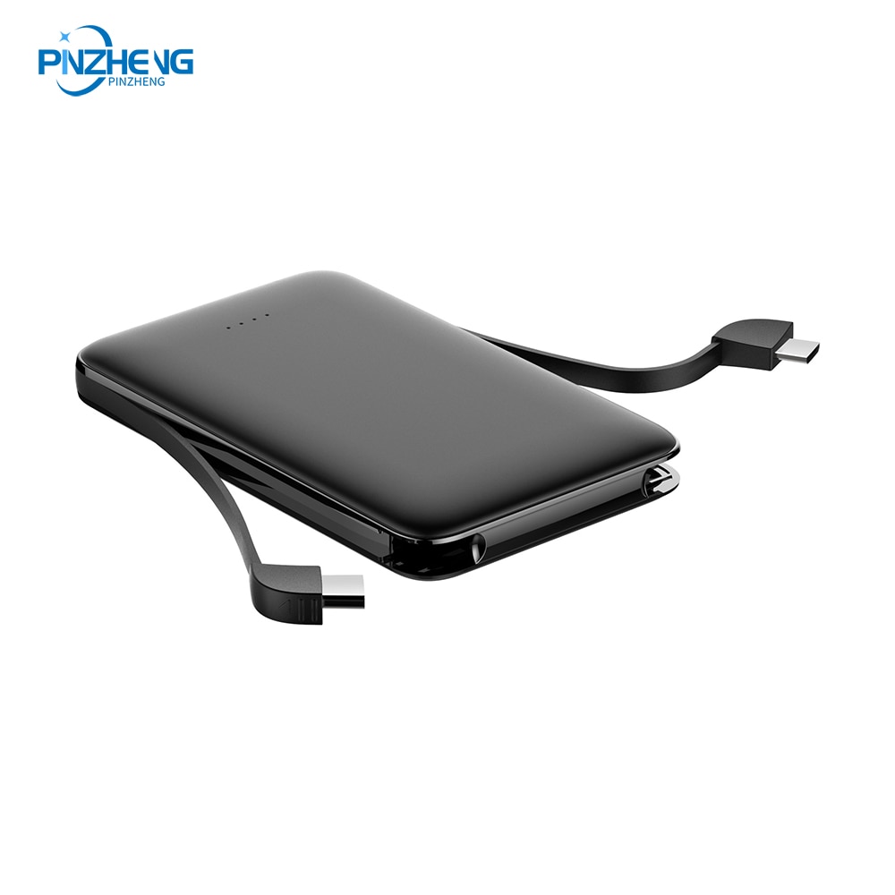 PINZHENG Energie Bank 5000mAh Gebaut-in Dual Kabel Tragbare Ladegerät Schnelle Aufladen Energie Ultra Dünne Batterie Ladegerät Energie