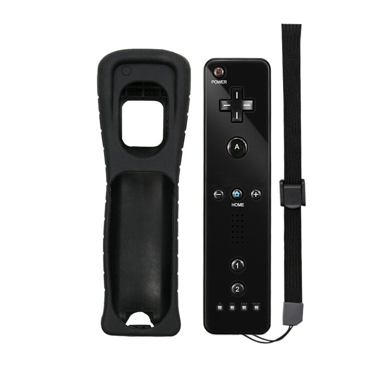 Without Motion Plus Controller For Wii Wireless Games Remote Nunchuck For Wii 2 in 1 Bluetooth Game Controle Silicone Soft Case: no nunchuck-Black