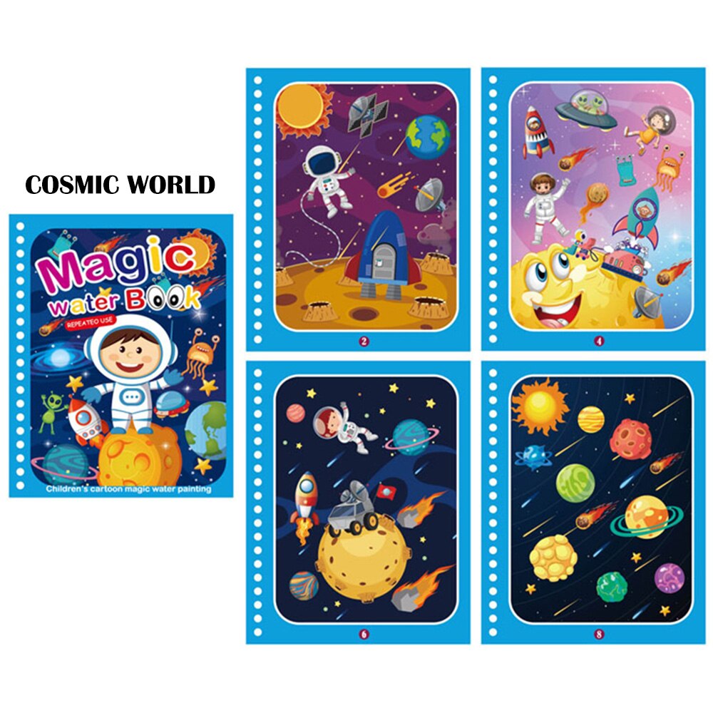 Magic Water Book Painting Brochure Watercolor Drawing Toy Montessori Educational games for Children&#39;s Toddler Toys Coloring Book: space 