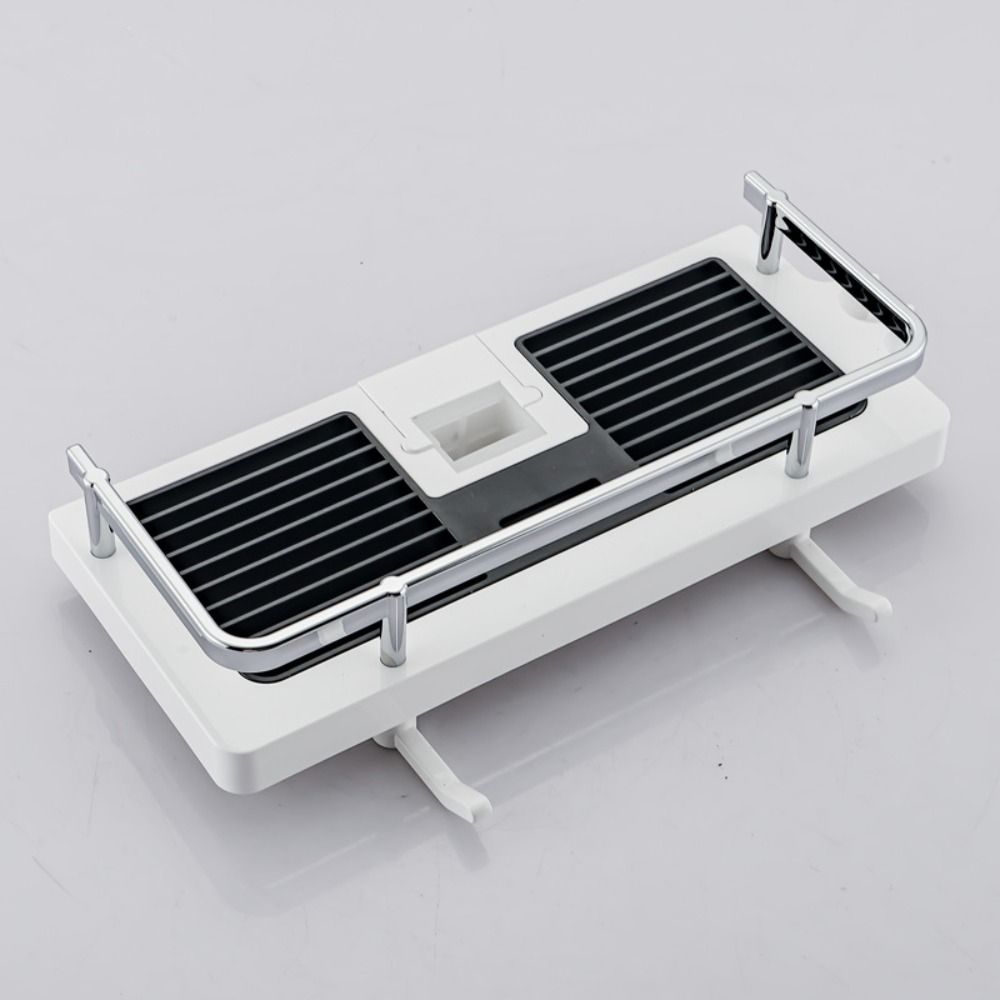 Plastic Shower Rod Rack Bathroom Lift Rod Bracket Shower Storage Hanging Basket Shampoo Soap Tray Punch-free Bathroom Shelf