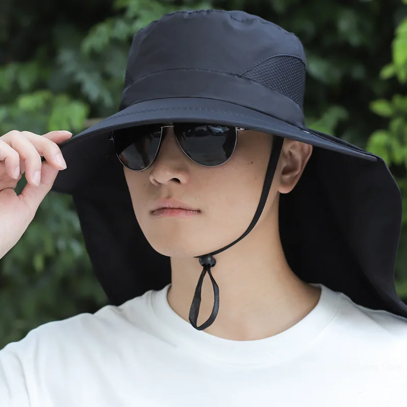 Summer Sun Hats UV Protection Outdoor Hunting Fishing Cap for Men Women Hiking Camping Visor Bucket Hat Removable Fishing Hat