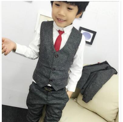 Costume de mariage 3 pièces pour garçons, avec ceinture, Style anglais, gilet formel, Blazer, ensemble de vêtements de remise de diplôme pour enfants, hiver
