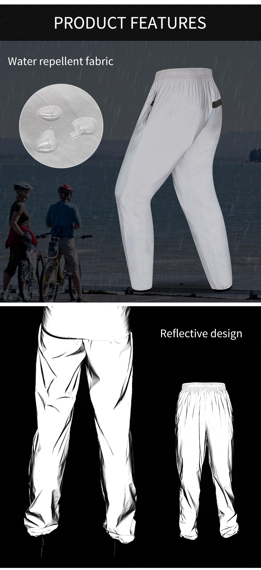 WOSAWE pantalones reflectantes muy Visible de la lluvia sobre pantalones de ciclismo pantalones impermeable baile de Hip Hop de calle Casual