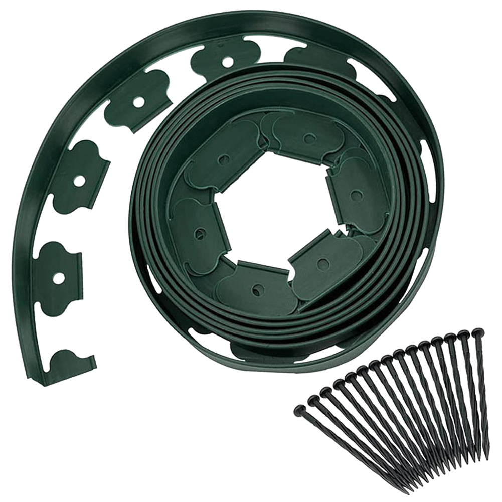 10M Flexible Lawn Edging Kit with 30Pcs Stakes Plastic Edging Border No Dig Garden Border Edging for Garden Flower Beds and Lawn: green