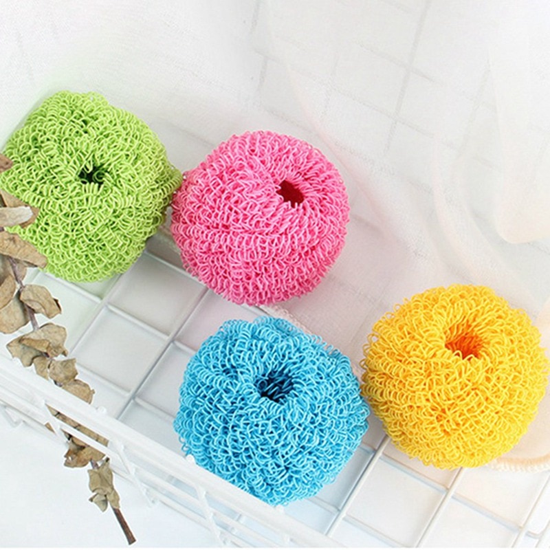 4pcs Magic Dishwasher Steel Wire Ball Dish Scrubber Kitchen Cleaning Ball Dishwashing Scouring Pad Easy To Clean Dishes