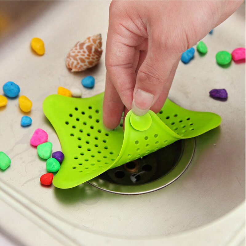 1 pieza de filtro de desagües para cocina, prevención de obstrucción del fregadero, colador de fregadero de silicona, filtros con forma de estrella, ancho de baño de cocina, herramienta