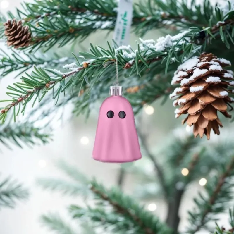 Różowy Duch Halloweenowy Wiszący ornament Ozdoba na Choinkę Świąteczna Wiszące Urocze Duszki Dekoracja na Imprezę Halloweenową: Fluorescencji Żółty