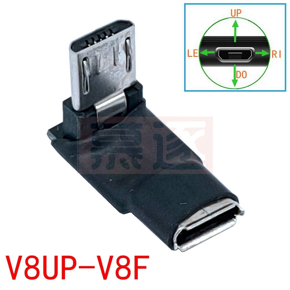 90 Degree USB Left &amp; Right Angled Micro 5pin Female to Micro USB Male Data Adapter To Mini USB Connector Plug Micro USB: V8UP-V8F