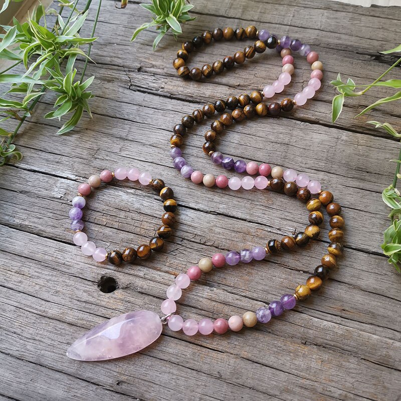 8mm Natural Stone Beads,Tigers Eye Pendant Necklace,Amethyst,Charming Bracelet,Spiritual Power Jewelry,108 Mala Beads: Cobalt violet