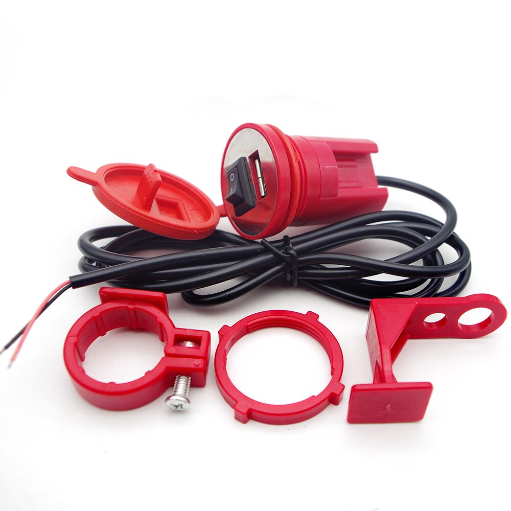Utilizado para adaptador de Cable conector rápido motocicleta USB grados rotación soporte de montaje teléfono: RED