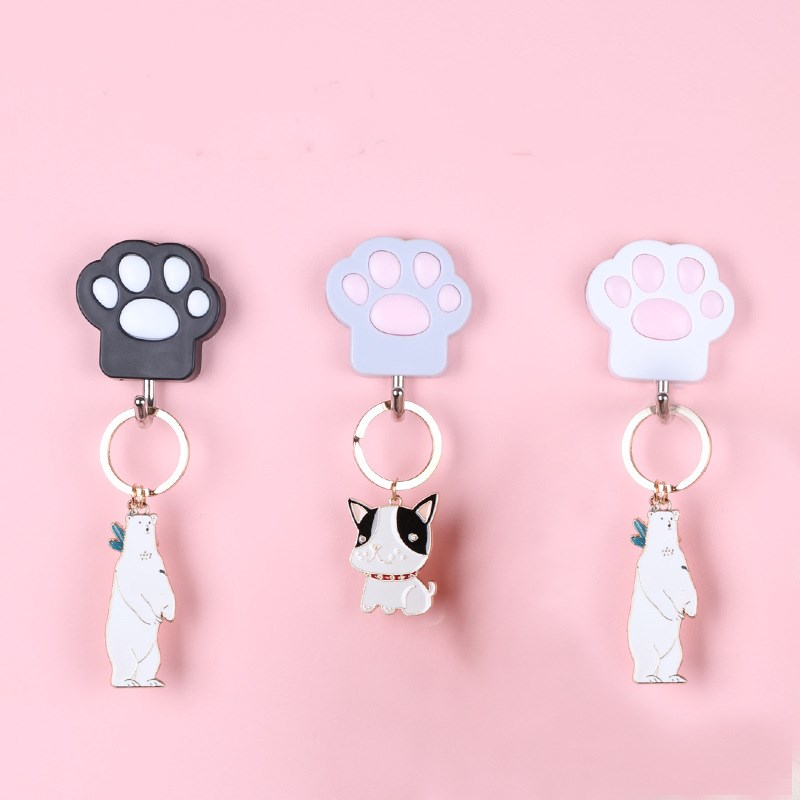 1Pcs Kat-Poot Vorm Wall Mount Hangers Sleutelhouder Zelfklevende Haak Jas Kleerhanger Handdoek Houder Thuis organizer Haken