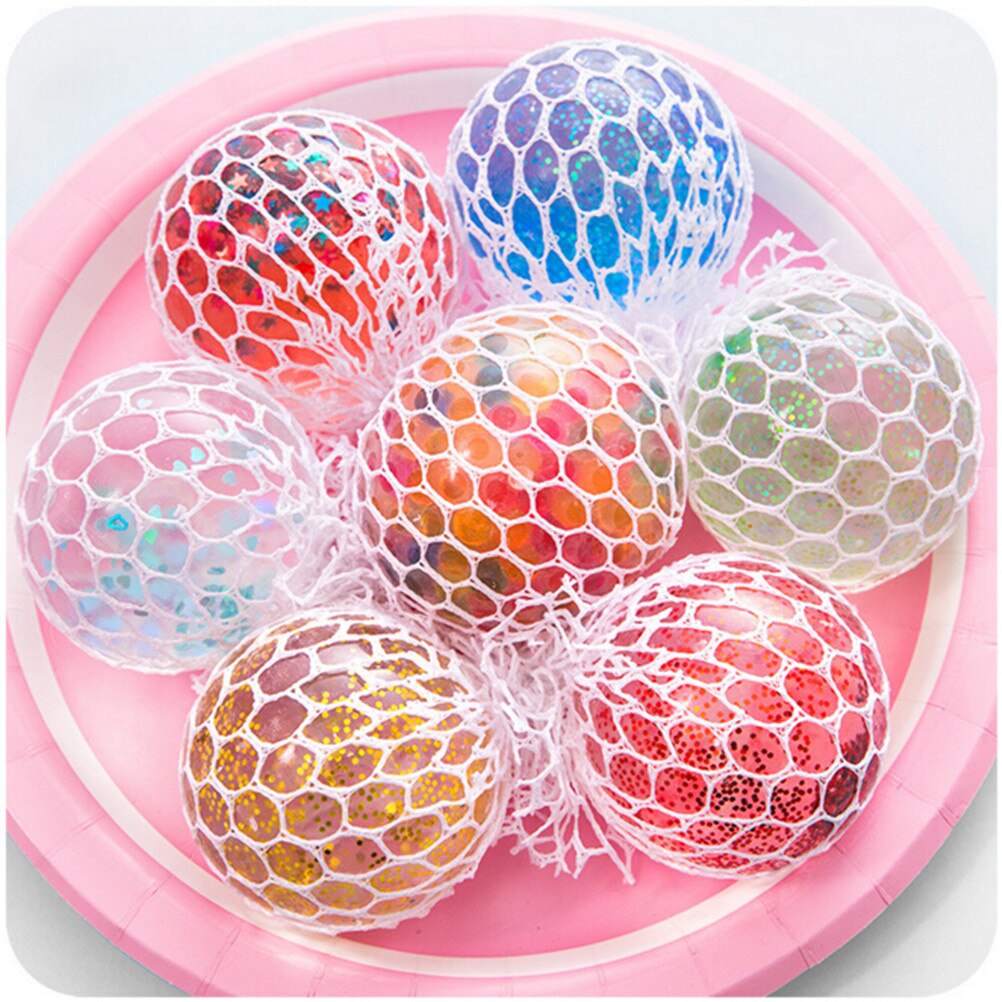 6 Cm Hand Pols Oefening Stress Voor Kinderen Volwassen Willekeurige Druif Vorm Release Bal Sequin Squeeze Anti Stress Bal: Default Title