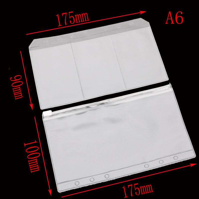 Loose-Leaf Notebook 6 Hole Loose-Leaf Office Card Cutting Template Organizer Loose-Leaf A6 A5 PVC Zipper Bag Folder