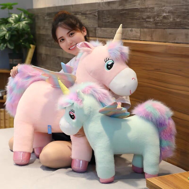 30 ~ 80 Cm Grote Eenhoorn Knuffel Fantastische Regenboog Wings Paard Speelgoed Gevulde Zachte Pop Home Decor voor Kid Meisje Kussen