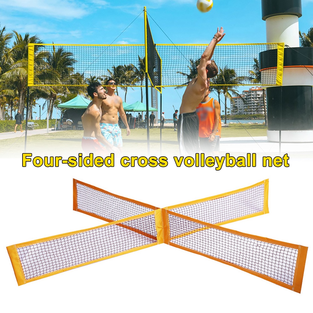 Bærbart volleyball krydsede netto beachvolley netto træningsnet til haven baghaven badminton firkantet net