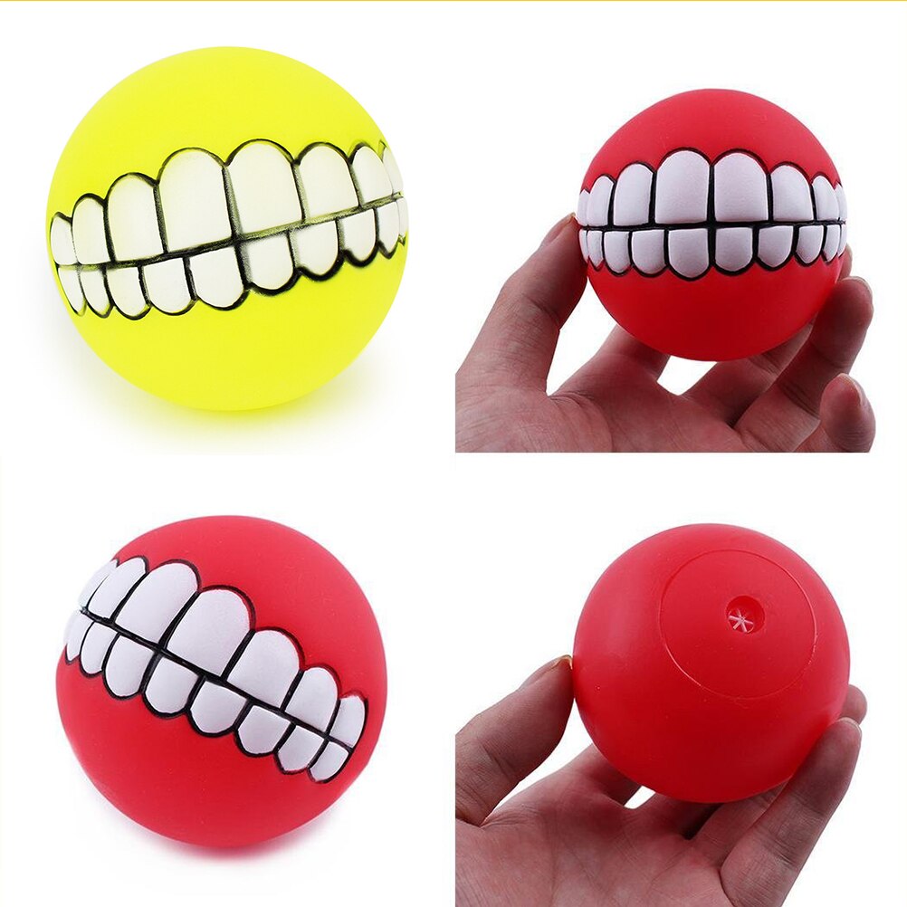 2 uds divertido mascotas cachorro de perro gato bola juguete dental de PVC masticar sonido los perros juegan atractiva Squeak Squeaker juguetes suministros para mascotas