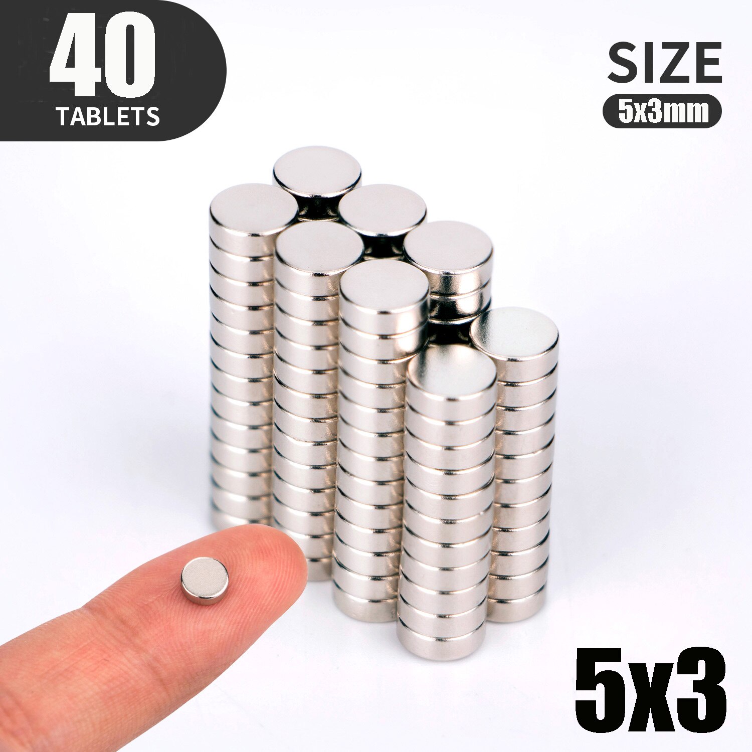 10 20 50 unids/lote 5x2 5x3x3 4x4 5x5 6x2 8 2 8 2 8 2 8x8x2mm imán pequeño imán redondo imanes imán de neodimio de tierras raras: 50pcs(5x3)