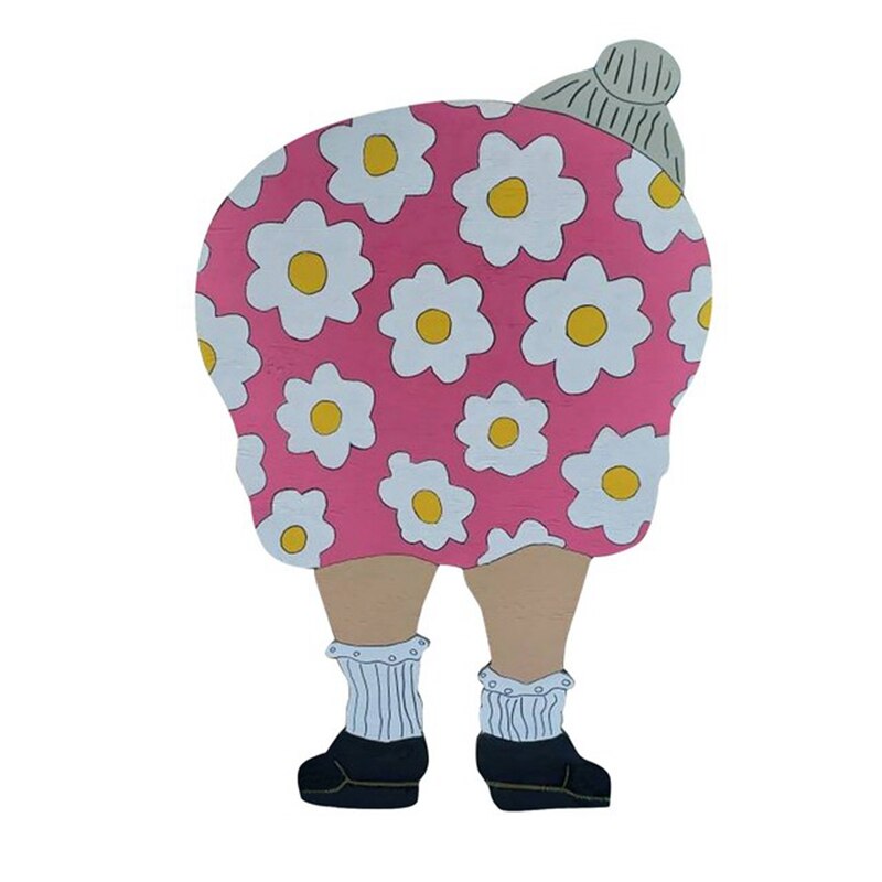 Old Lady Bending Down Yard Sign Outdoor Lawn Art Summer Decor Courtyard Art Ornaments Garden Silhouette Stakes: Default Title