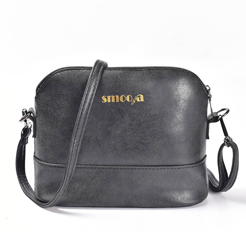 SMOOZA mode vrouwen messenger bag scrub shell tas Nubuck Lederen kleine crossbody tassen over de schouder vrouwen handtas: black letter