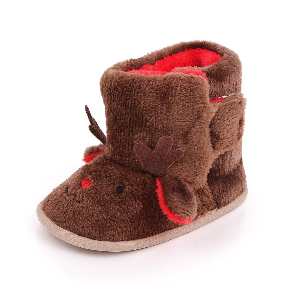 Neue Weihnachten Baby Schuhe Baby Jungen Mädchen Winter Warme Santa Claus Erste Wanderer Nette Weihnachten Baby Stiefel: Braun / 13-18 Monate