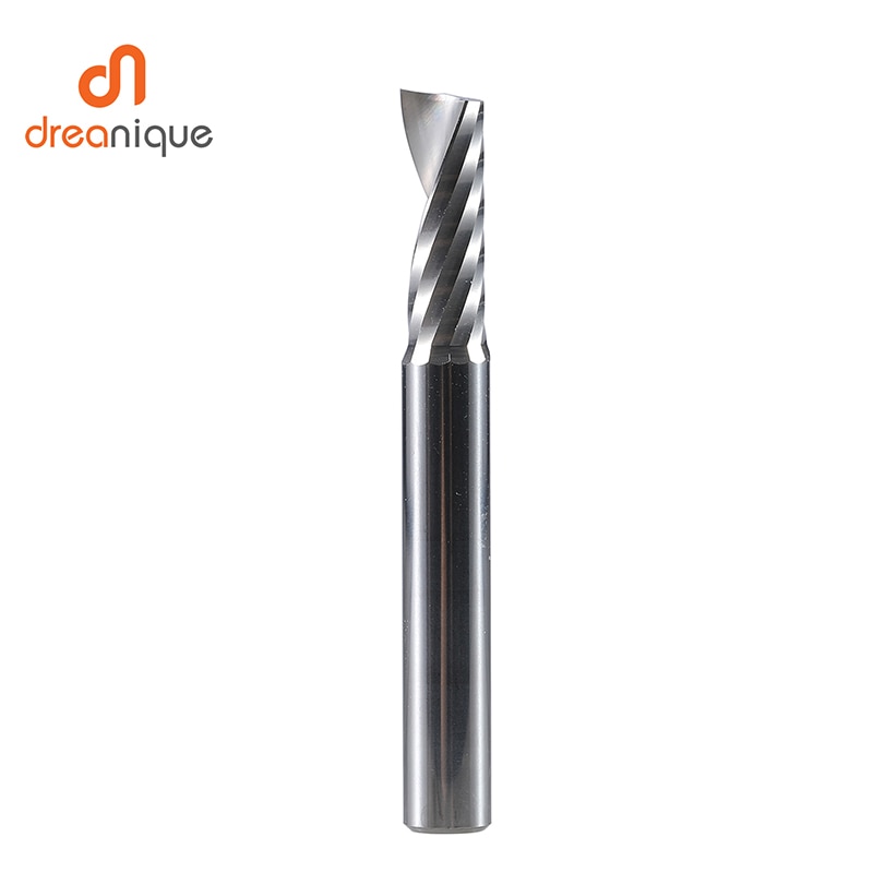 Dreanique 1pc Single Flute Spiral End Mill 1/8 1/4Inch Shank CNC Carbide Aluminum Inch Size Cutter for woodworking Acrylic ACM