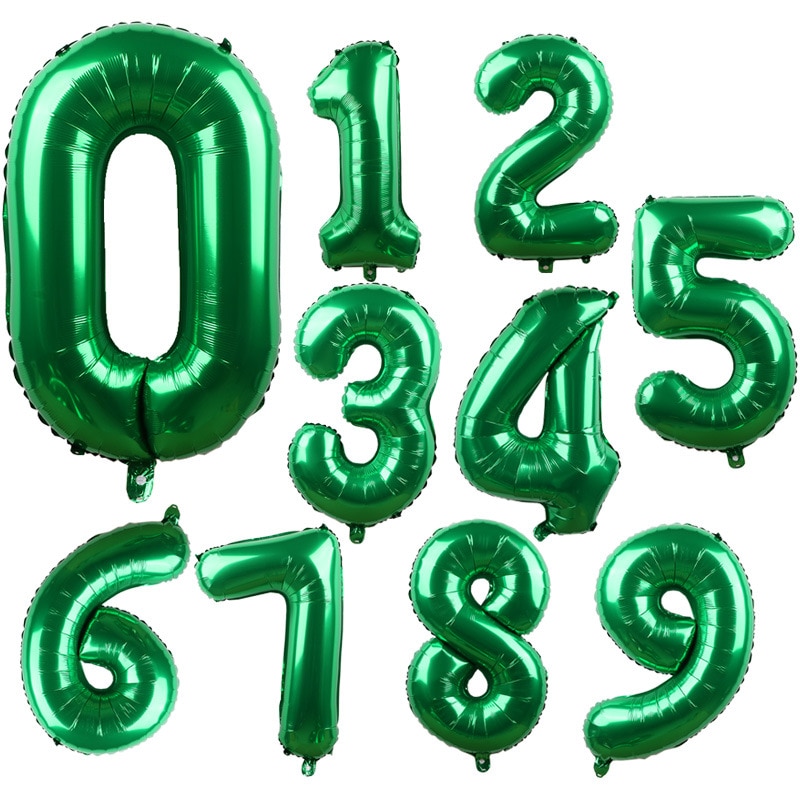 32inch Green Number Balloons Inflatable Foil Ballon Children Birthday Decoration Baloon Anniversary Party Supplies
