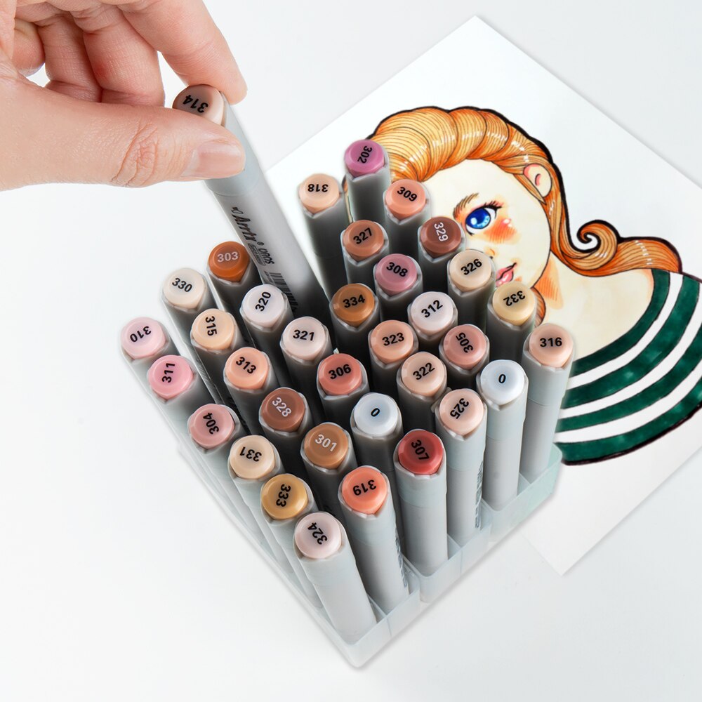 Arrtx-rotulador de pincel OROS Skin Tune, marcador de Arte de doble punta, 36 colores, perfecto para pintura de figuras, de retrato, para colorear