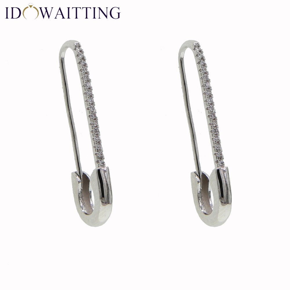 Vit klar cz säkerhetsnål örhänge julsmycken för kvinnor dam guldfylld enkel multi piercing örhänge: E192 silver