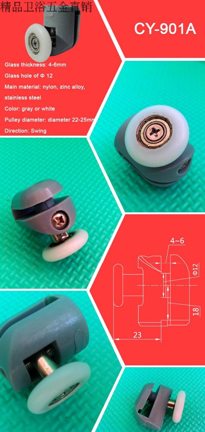 8 Shower door rollers runners wheels pulleys pulleys "Rolli"