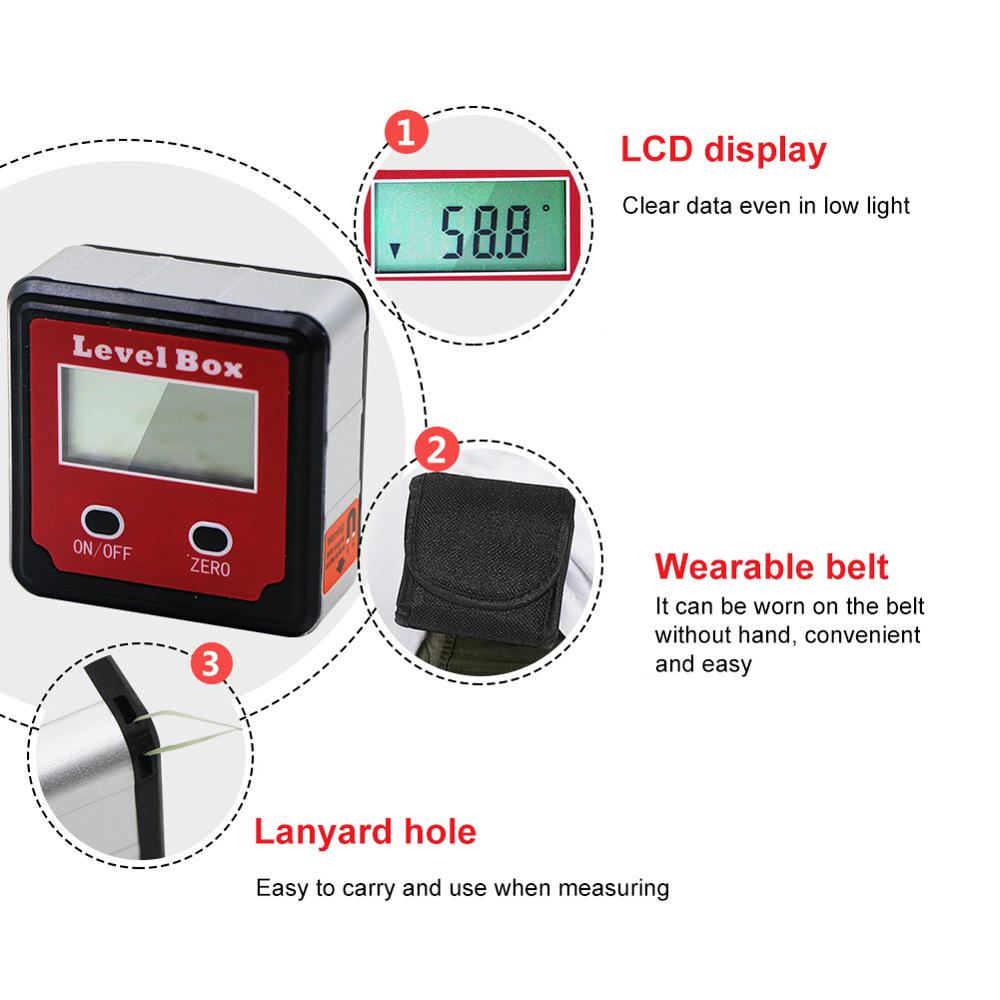 Inclinomètre numérique LCD boîte de niveau rouge précision numérique inclinomètre à 2 touches outil de mesure rapporteur Angle Finder jauge mètre