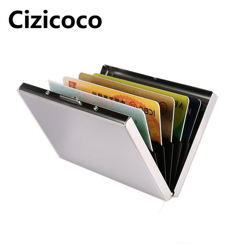 Solid Men Stainless Steel Credit Card Holder Id Business Card Case Wallet For Women 6 Colours
