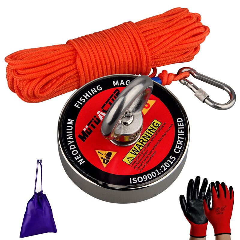 Corde Aimant Pêche HHOOMY 20m 6-8mm Avec Mousqueton - 500kg Résistance Nylon Tressé