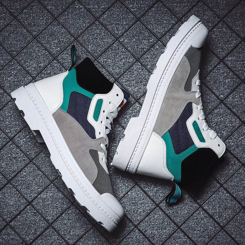 Herre high top canvas sneakers trend komfortable mande fritidssko udendørs skridsikker åndbare herresko