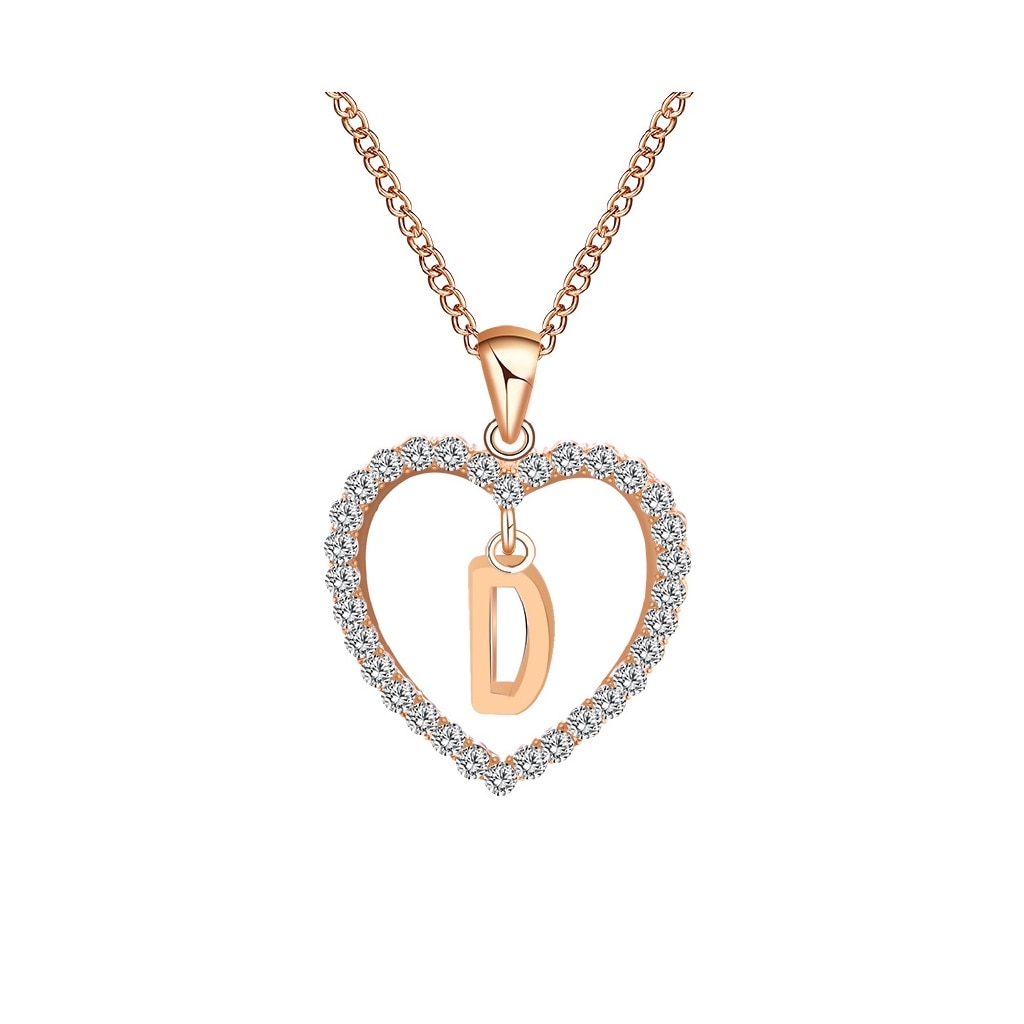 Trend Romantic Initial Letter Necklace Love Heart Pendant Necklace for Girls Women Alphabet Gold Crystal Trendy Necklace Jewelry