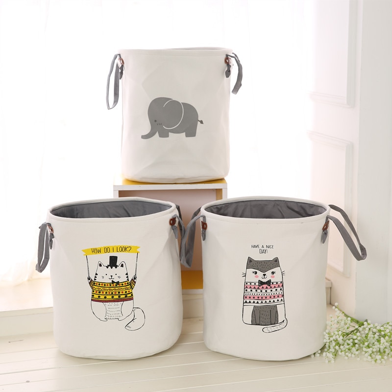 Leuke Dier Wasmand Opvouwbare Speelgoed Opslag Picknick Vuile Kleren Mand Katoen Wassen Kleding Doos Baby Organizer