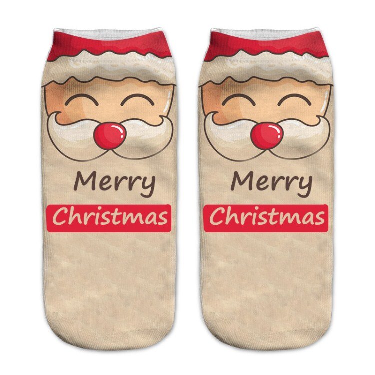Kvinner 3d printin julesokker unisex tegneserie elg snømann santa sokker kvinner low cut ankel julesokker calcetines mujer -086: 18