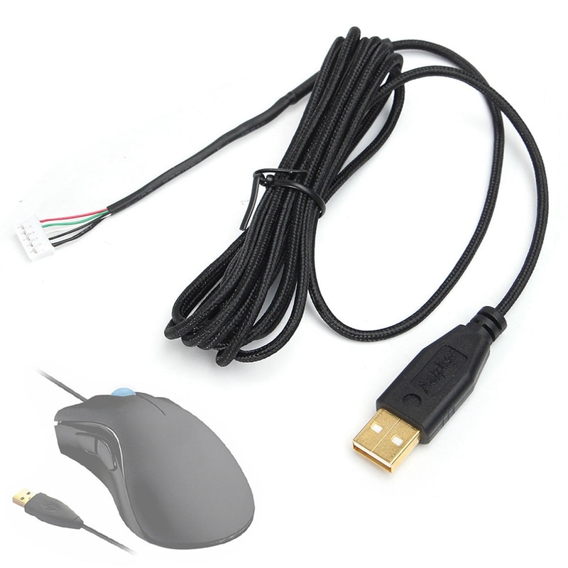 Usb kabel möss linje för razer deathadder hex smält ca . 2.1m 5 ledningar 5 stift svart guldpläterad ersättning spelmus