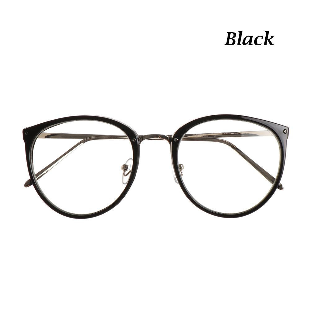 Myopia Optical Glasses Eyeglasses Frames Women Trend Metal Spectacles Clear Lenses Men Glasses Frame Vision Care Eyewear: black