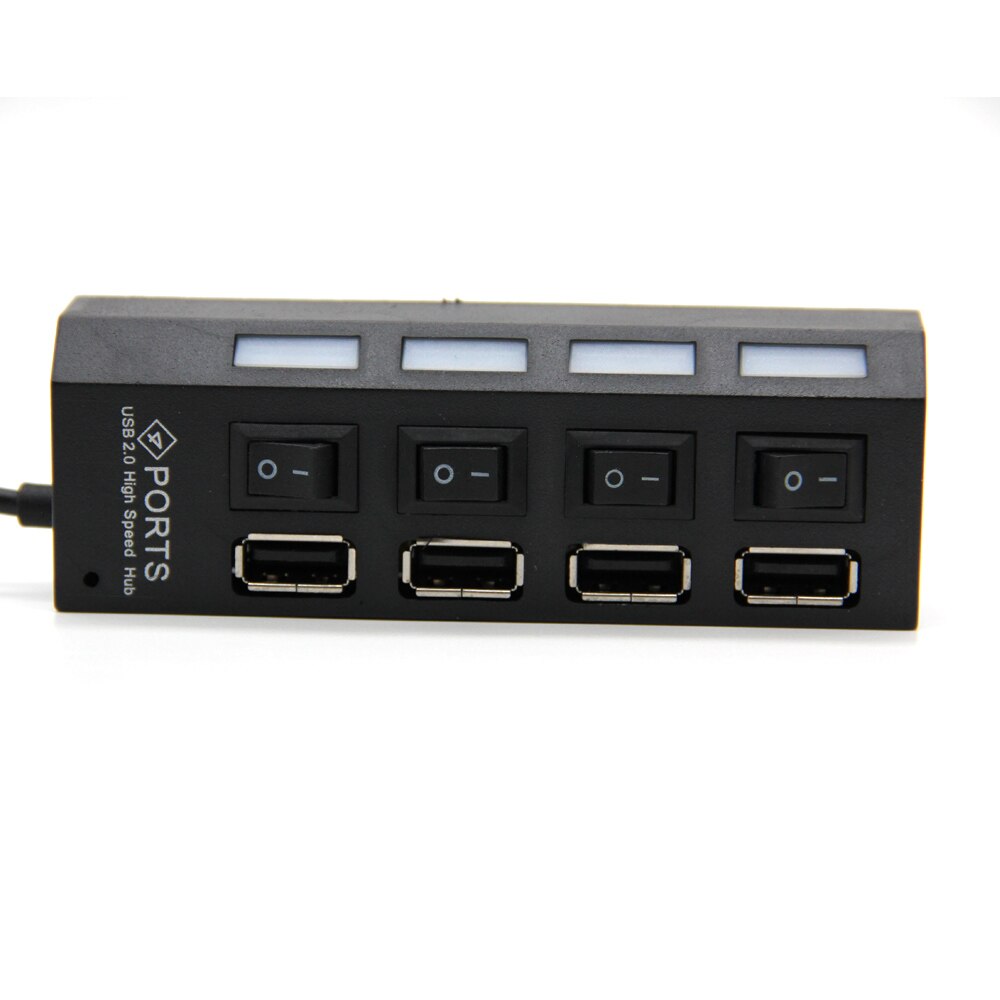 USB 2.0 Hub Splitter 4 Ports Expander With ON/OFF Switch USB Hab High Speed Adapter For PC Computer