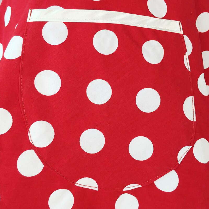 Delantales de cocina Retro rojo encantador para mujer y niña, delantal Vintage de algodón con lunares para salón de cocina, vestido de Navidad