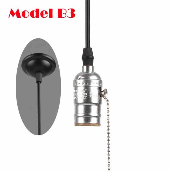 Met Schakelaar/Geen Schakelaar E27/E26 110 V-240 V Vintage Retro Aluminium Schroef Socket Hanger Lamp base Houder Hanglampen [DV5250]: Model B3