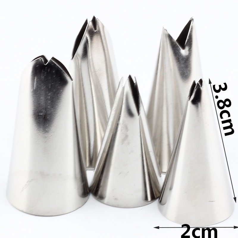 Bladeren Set 5 Pcs Nozzles Rvs Icing Pipinp Tips Gebak En 1 Stuks Koppeling Voor Cake Fondant Bakken Decorating gereedschap