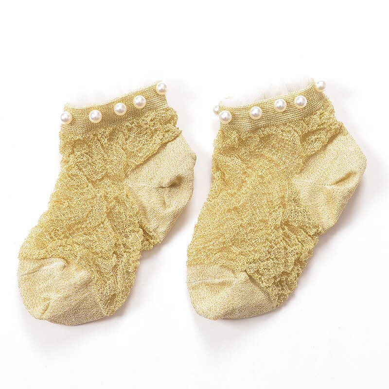 Chaussettes courtes en soie argentée et perles pour femmes, socquettes avec cristaux fins,