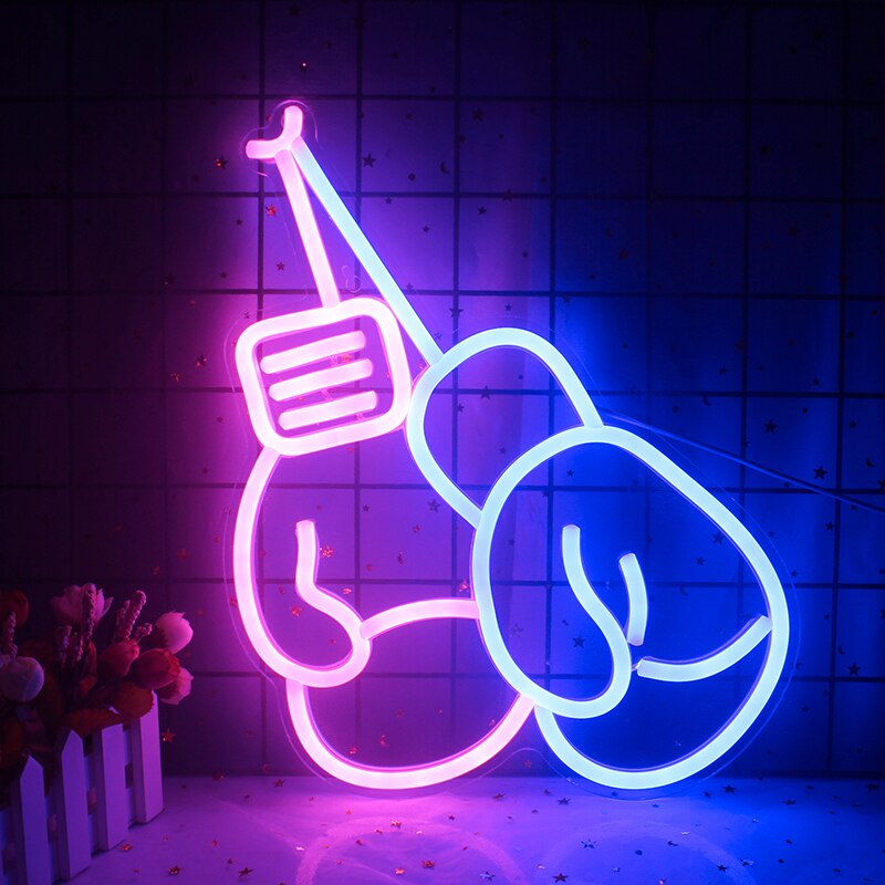 Boksen Neon Light Bokshandschoenen Cool Wall Opknoping Art Decoratie Usb Switch Acryl Neon Teken Gym Kamer Decor Xmas