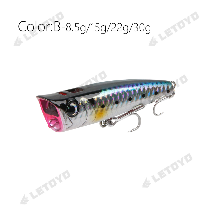 LETOYO Topwater popper 8.5-30g galleggiante musica rock pop Esche dure artificiali per esca da pesca al luccio persico spigola: 120 millimetri / giallo
