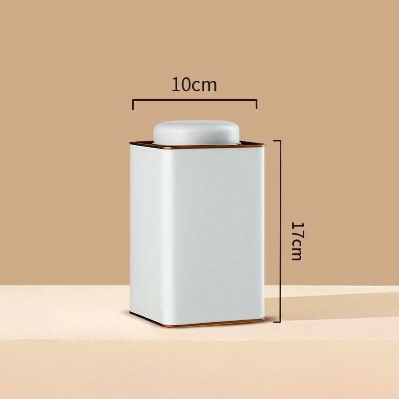 General Tinplate Tea Caddy Packaging Box Sealed Square Cans Black Tea White Tea Empty Cans: White-high